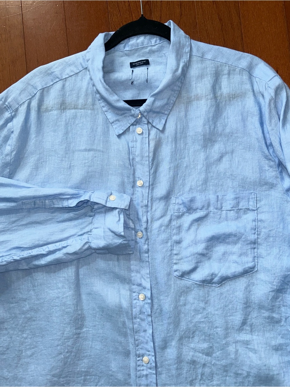 Gap Linen Oversized Boyfriend Shirt Button-Up Women’s XXL Blue Coastal - Picture 3 of 6